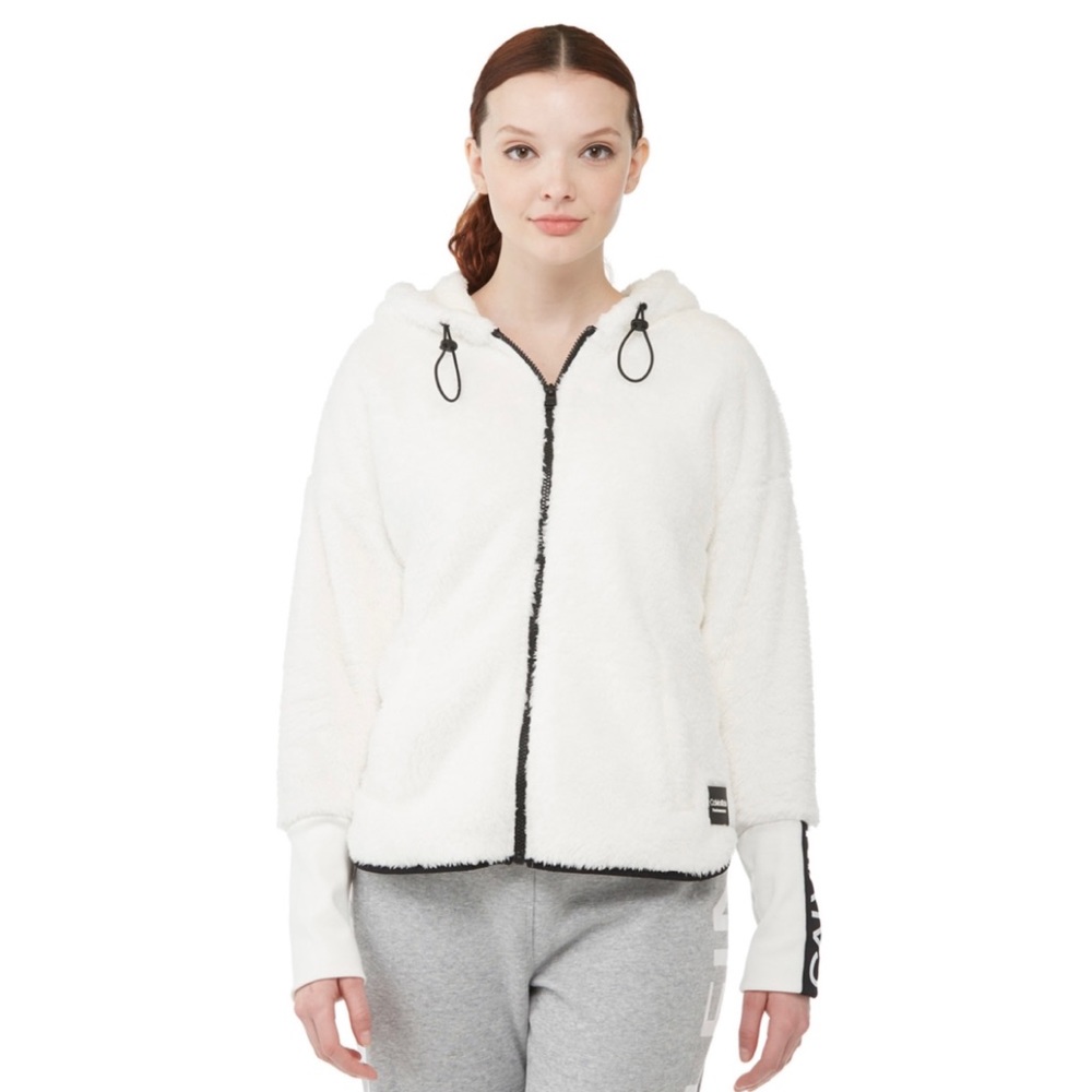 Calvin Klein | Performance Logo Tape Drop Shoulders Zip Front White Jacket - S/P
